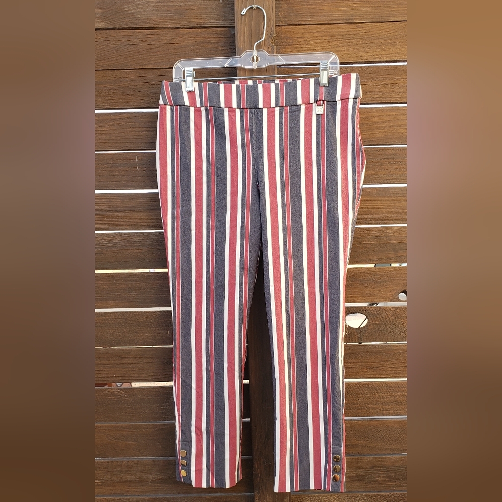 Rafaella Striped Pants - Red, White, and Black